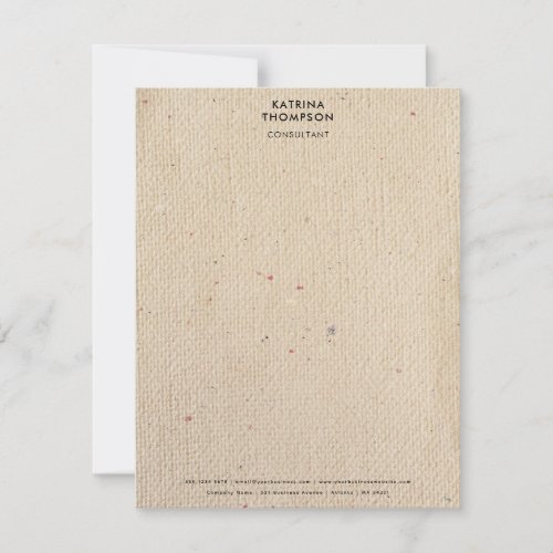 Rustic Ivory Paper Minimalist Business Corporate  Note Card