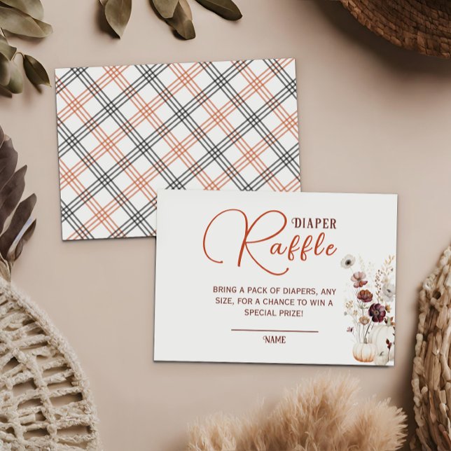 Rustic Ivory Pumpkin Floral Diaper Raffle Enclosure Card (Creator Uploaded)