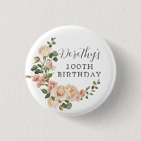 Rustic Ivory White Floral 100th Birthday Party