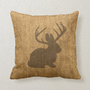 Rustic Jackalope Throw Pillow