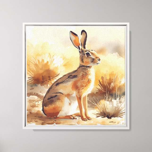 Rustic Jackrabbit Desert Watercolor Wall Art (Front)