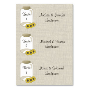 Rustic Jar and Sunflowers DIY seating cards