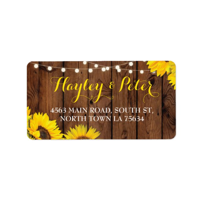 Rustic Jar Sunflower Wood Address Labels Stickers (Front)