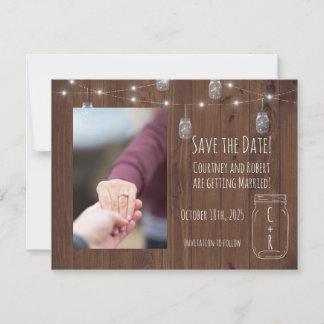 Rustic Jar Twinkle Lights Save the Date