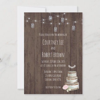 Rustic Jar Wedding Cake Wedding Invitation