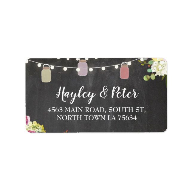 Rustic Jars Chalk Address Lights Labels Stickers (Front)