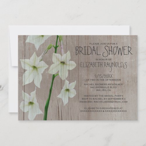 Rustic Jasmine Bridal Shower Invitations
