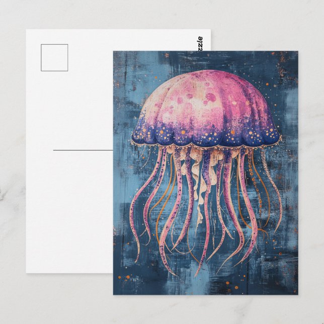 Rustic Jellyfish Oil Painting Postcard (Front/Back)