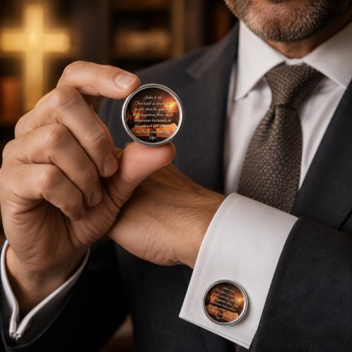 Rustic John 3:16 Christian Faith Cufflinks