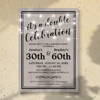 Rustic Joint Birthday Party Invitation