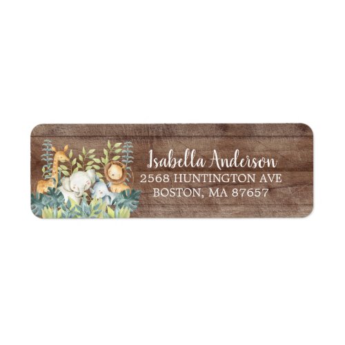 Rustic Jungle Animal Baby Shower Address Label