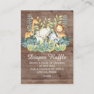 Rustic Jungle Animal Baby Shower Diaper Raffle Enclosure Card