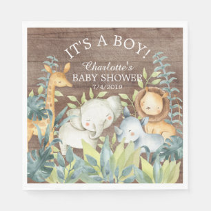 Rustic Jungle Animal Baby Shower Paper Napkins