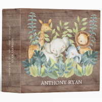 Rustic Jungle Animals Baby Photo Album 3 Ring Binder