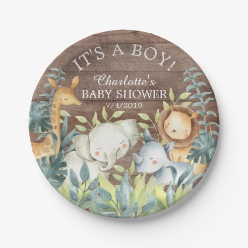 Rustic Jungle Animals Baby Shower 7 Plate