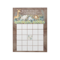 Rustic Jungle Animals Baby Shower Bingo Game Notepad