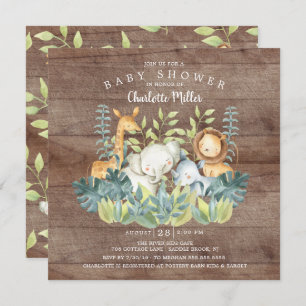 Rustic Jungle Animals Baby Shower Invitation
