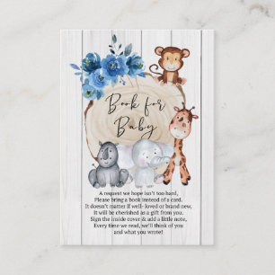 Rustic Jungle Animals Blue  Floral Book For Baby Enclosure Card