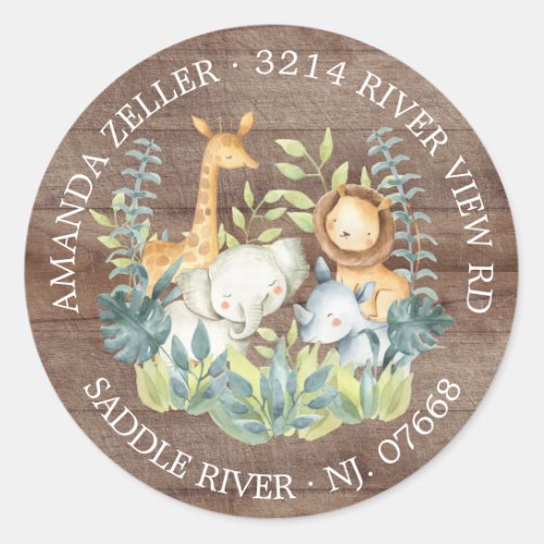 Rustic Jungle Baby Shower Return Address Label