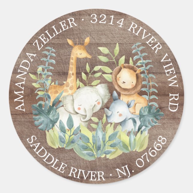 Rustic Jungle Baby Shower Return Address Label (Front)