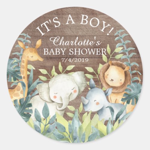 Rustic Jungle  Baby Shower Thank You Favor Classic Round Sticker