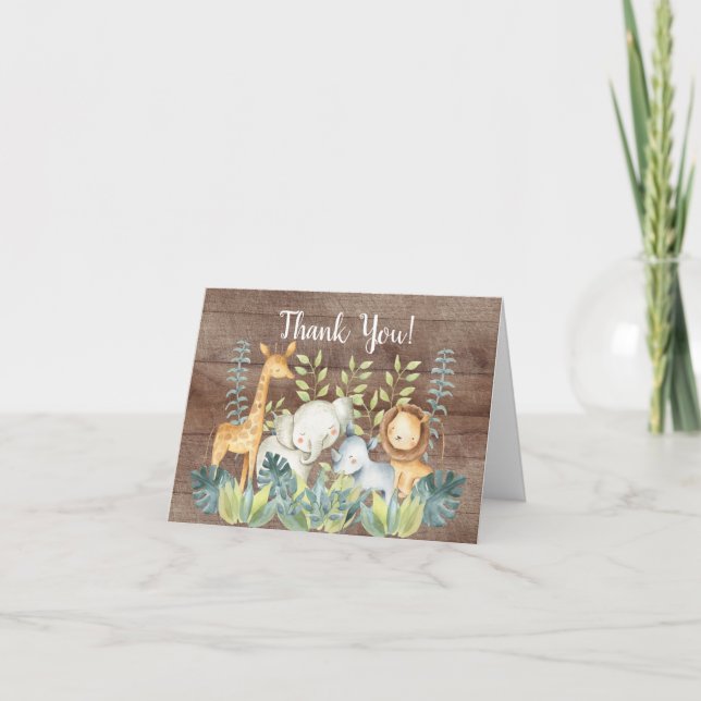 Rustic Jungle Baby Shower Thank You Note (Front)