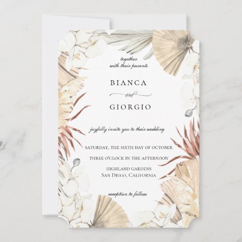 Rustic Jungle Foliage Frame Wedding Invitation