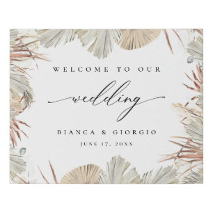 Rustic Jungle Foliage Frame Wedding Welcome Faux Canvas Print