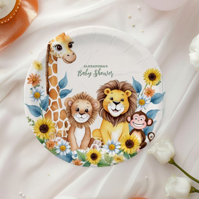 Rustic Jungle Safari Animals Baby Shower Paper Plates (Creator Uploaded)