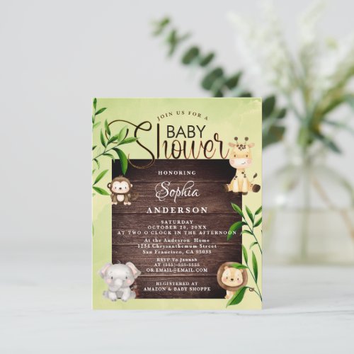 Rustic Jungle Safari Animals Greenery baby Shower 