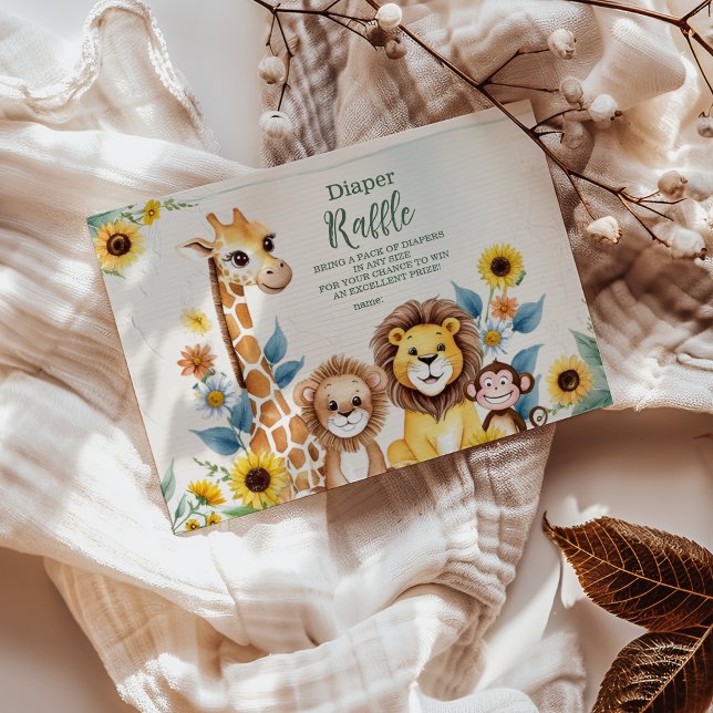 Rustic Jungle Safari Animals Raffle Diapper Enclosure Card (Creator Uploaded)