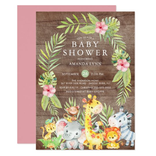 Rustic Jungle Safari Girl Baby Shower Invitation | Zazzle.com