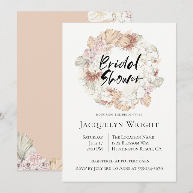 Rustic Jungle Wreath Bridal Shower Invitation (Front/Back)
