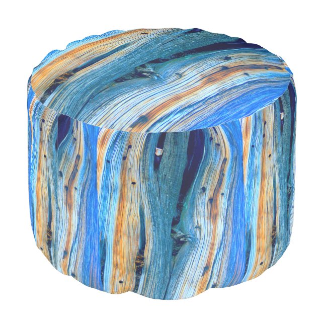 rustic juniper wood log pouf (Angled Back)