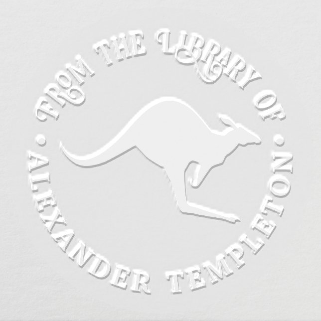 Rustic Kangaroo Silhouette “From the Library of” Embosser (Design)