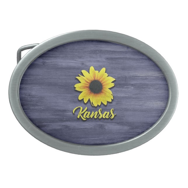Rustic Kansas Sunflower Belt Buckle (Front)