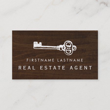 Rustic Key Real Estate Agent Business Card