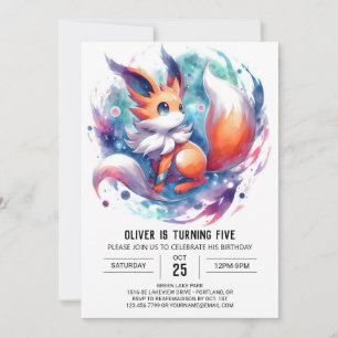 Rustic Kids Fox Birthday Invitation