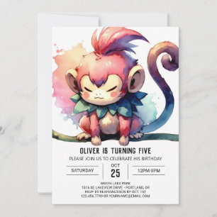 Rustic Kids Monkey Birthday Invitation