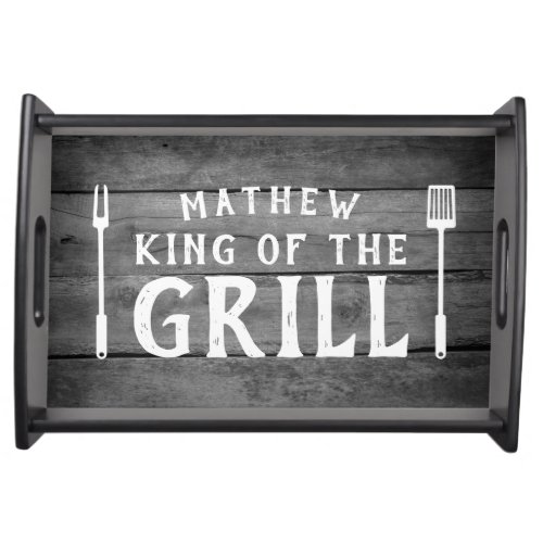 Rustic King of the Grill Personalized Serving Tray