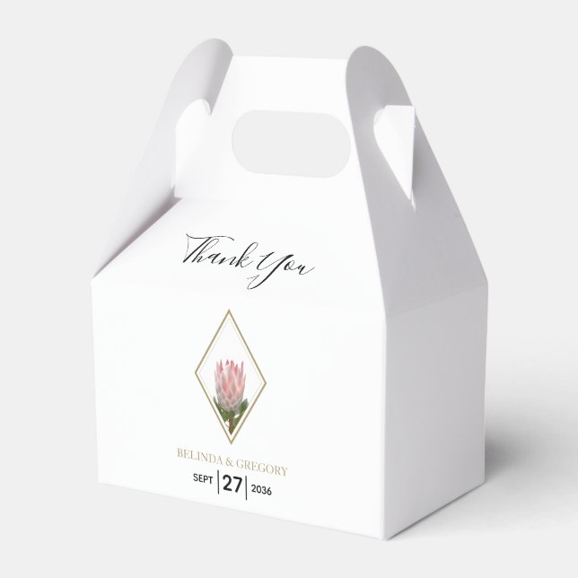 Rustic King Protea Wedding Favor Boxes (Front Side)
