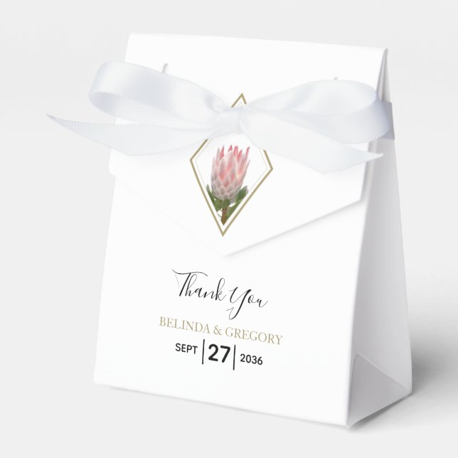 Rustic King Protea Wedding Favor Boxes (Front Side)
