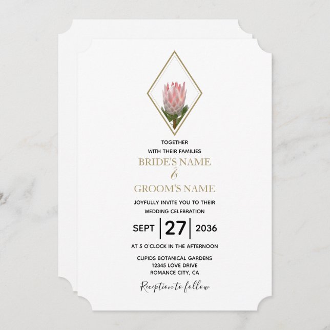 Rustic King Protea Wedding Invitations (Front/Back)