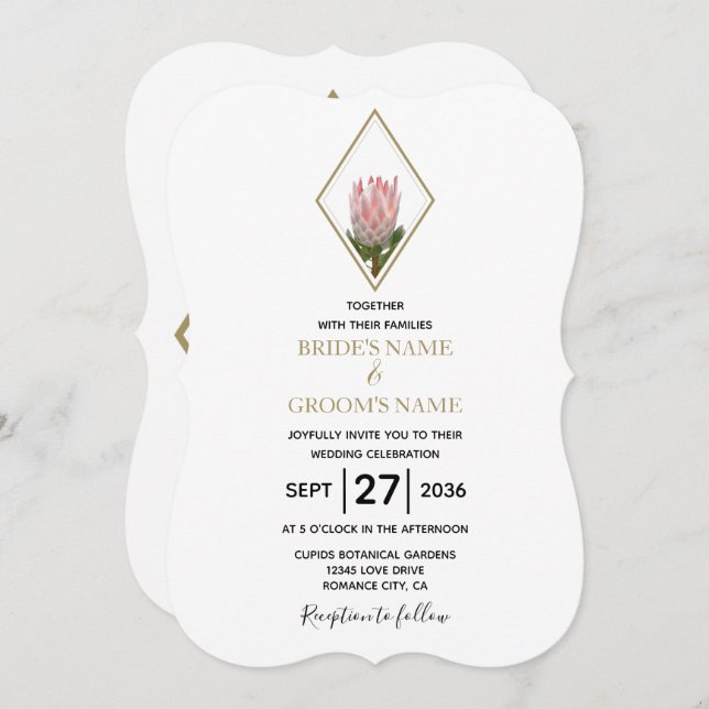 Rustic King Protea Wedding Invitations (Front/Back)
