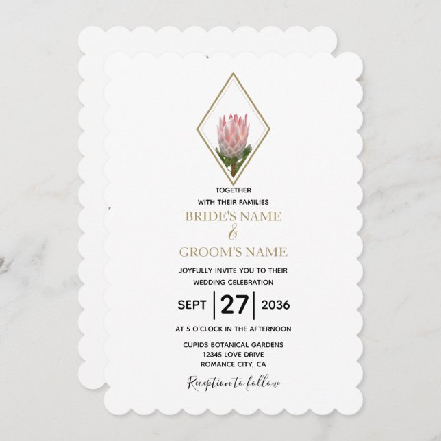 Rustic King Protea Wedding Invitations (Front/Back)