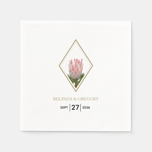 Rustic King Protea Wedding  Napkins (Front)
