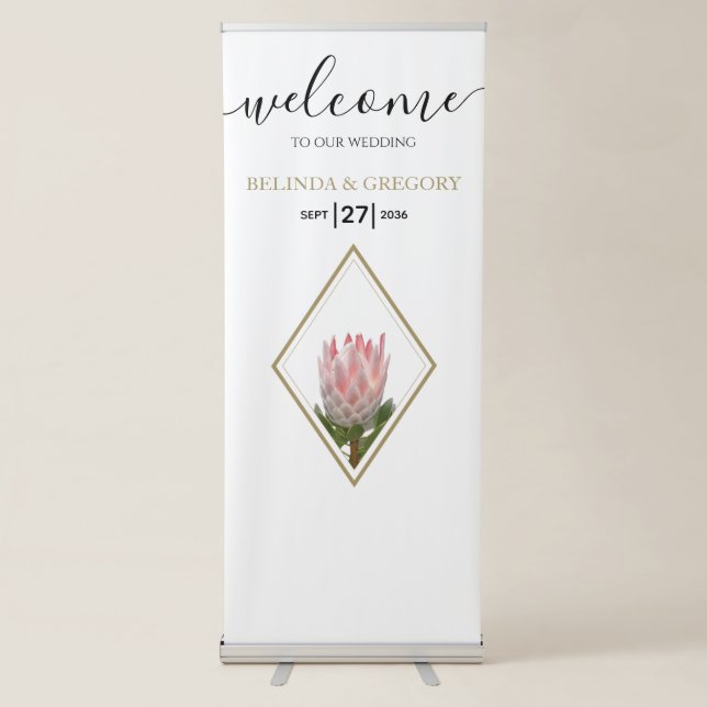 Rustic King Protea Wedding Welcome Sign (Front)