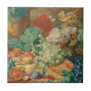 Rustic Kitchen Art Vintage Fruit Flower Print Ceramic Tile