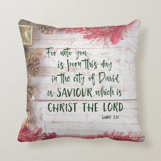 Rustic Kjv Christmas Bible Verse Throw Pillow Zazzle Com