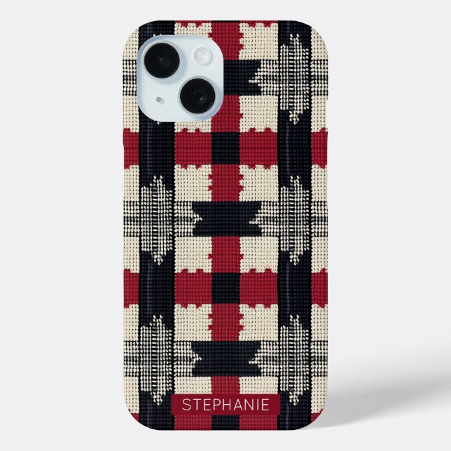 Rustic Knit Snowflake Plaid - Cozy Winter Boho Case-Mate iPhone Case (Back)